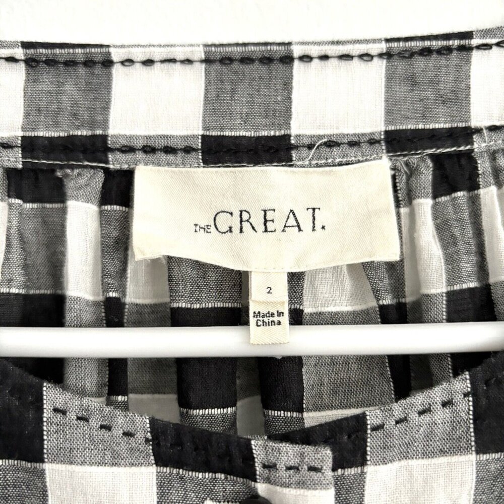 THE GREAT. Black and White Checkered Blouse - Picture 4 of 10